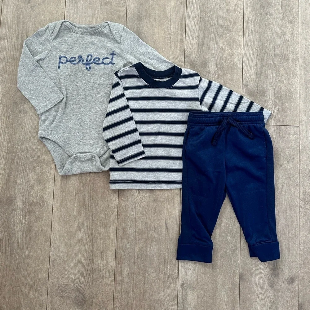 12 M Baby Boy Clothes Jumping Beans Joggers, Gap Perfect Shirt, Garanimals Shirt